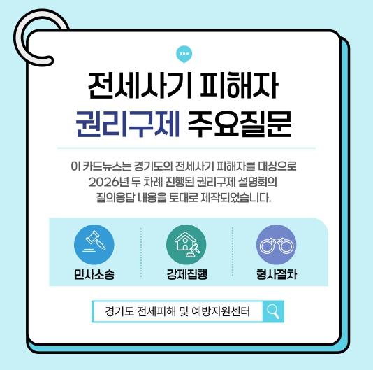 경기도, 전세사기피해자 권리구제 법률 안내 카드뉴스 제작·배포